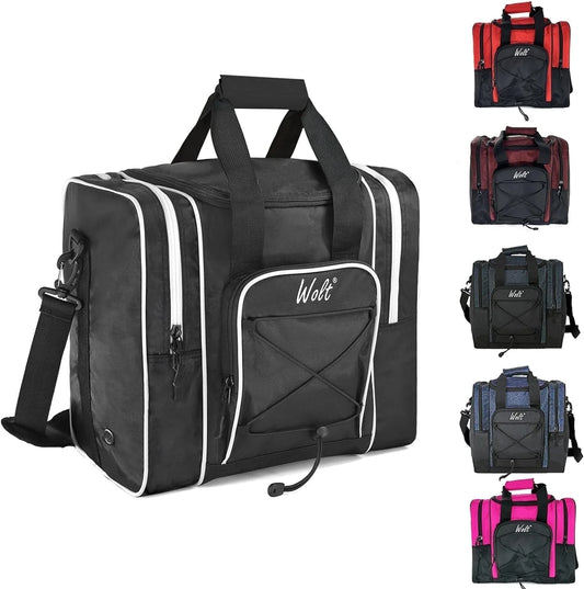 | Single Bowling Ball Tote Bag--Shoes up to Mens Size 14 Polyester Black