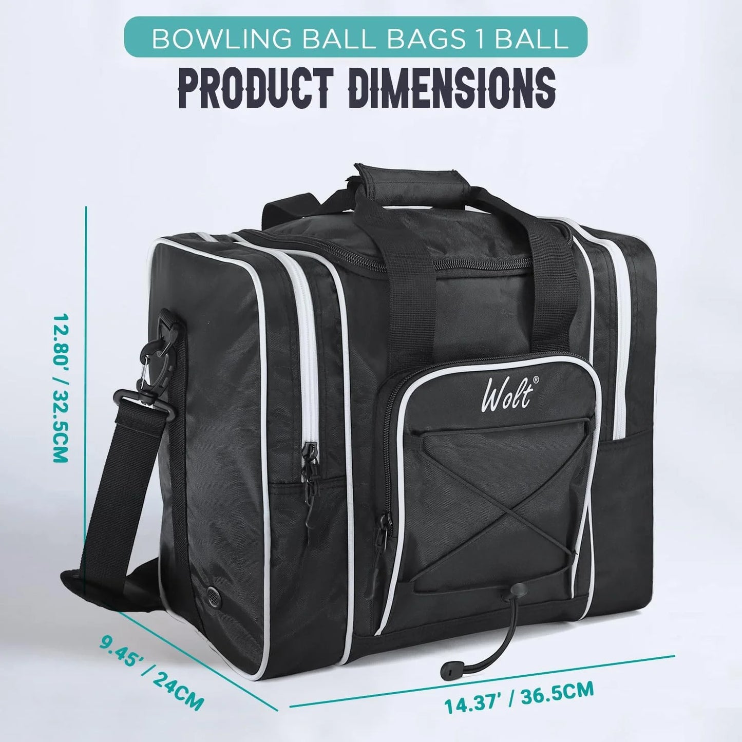 | Single Bowling Ball Tote Bag--Shoes up to Mens Size 14 Polyester Black