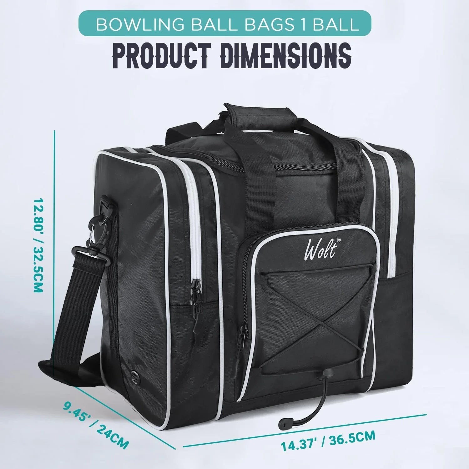 | Single Bowling Ball Tote Bag--Shoes up to Mens Size 14 Polyester Black