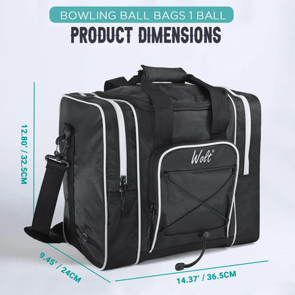 | Single Bowling Ball Tote Bag--Shoes up to Mens Size 14 Polyester Black