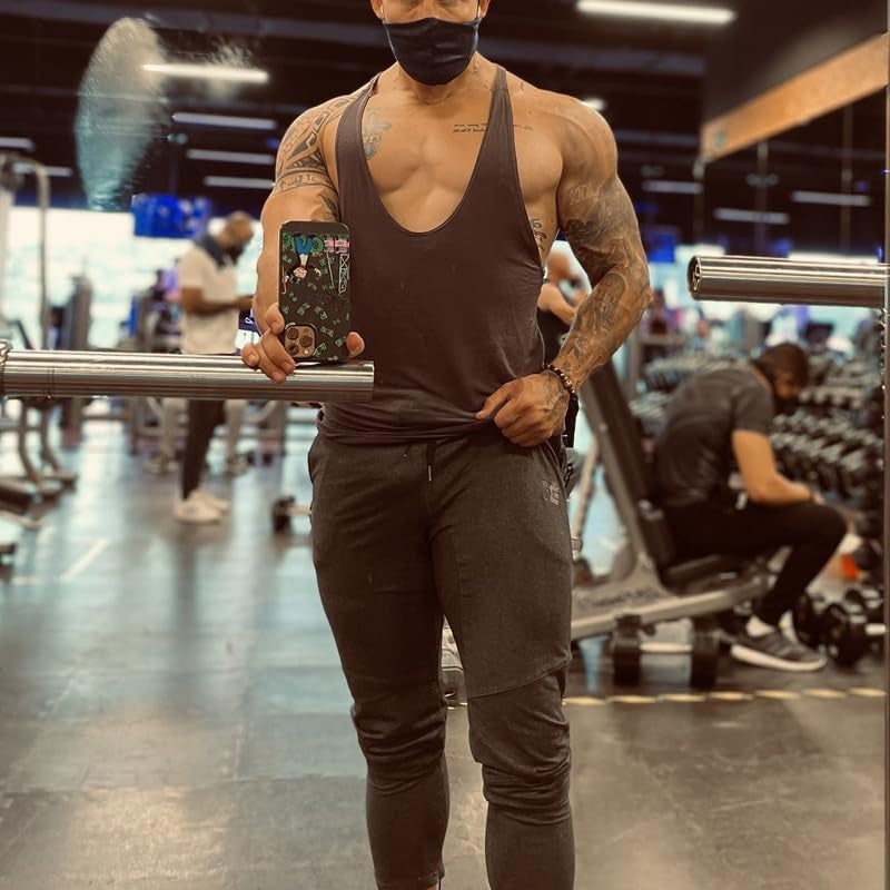 Mens Jogger Sport Pants, Casual Zipper Gym Workout Sweatpants Pockets