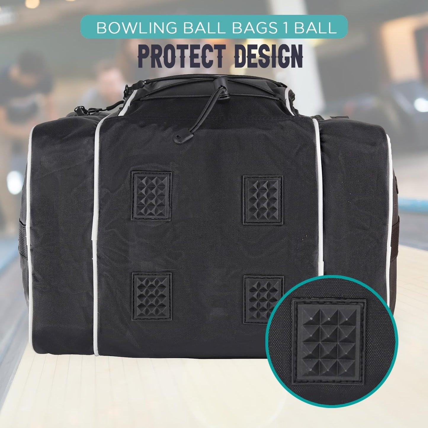 | Single Bowling Ball Tote Bag--Shoes up to Mens Size 14 Polyester Black