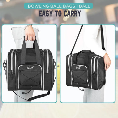 | Single Bowling Ball Tote Bag--Shoes up to Mens Size 14 Polyester Black