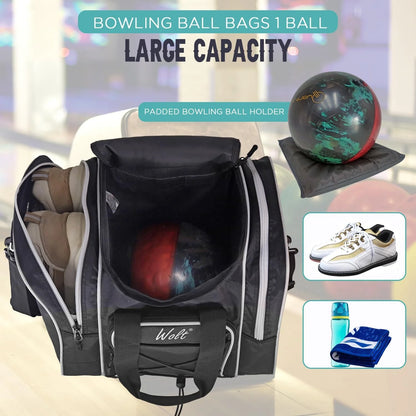 | Single Bowling Ball Tote Bag--Shoes up to Mens Size 14 Polyester Black